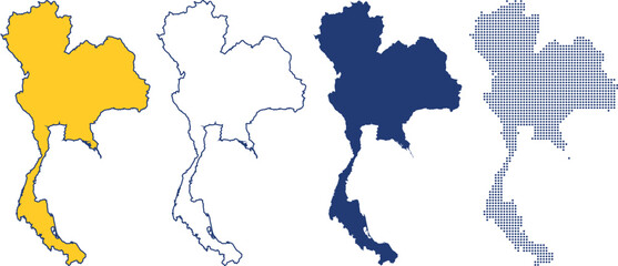 Obraz premium Thailand Map Vector Kit with Multiple Country Shapes, Outline Borders and Editable Design Resources