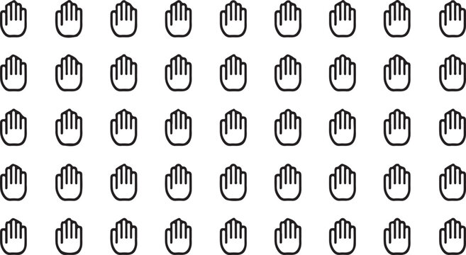 Stop and Hand Icon Set, Halt Warning Do Not Enter and Safety Outline Symbols