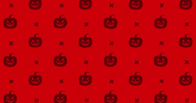 Halloween pumpkin Hand-Drawn Pattern red background
