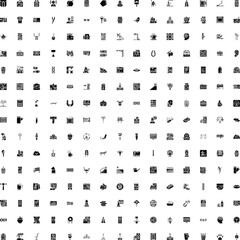 Fototapeta premium Collection of various simple black glyph icons creating a comprehensive conceptual set for web design, business, multimedia, education, and technology applications