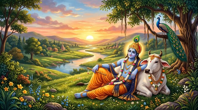 festival of happy shree krishna janmashtami abstract design background