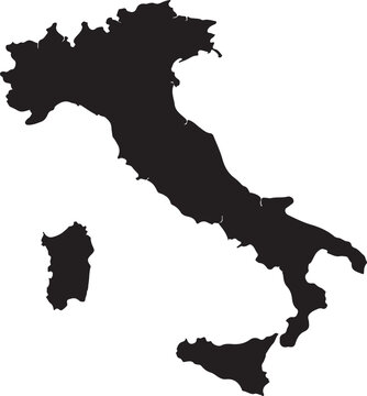 Black silhouette of italy map white