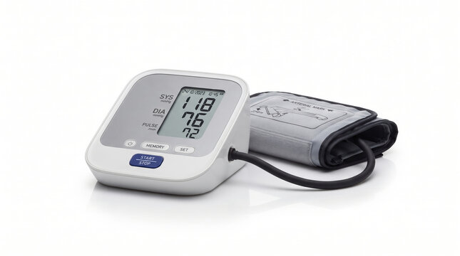 Digital Blood Pressure Monitor Isolated on White