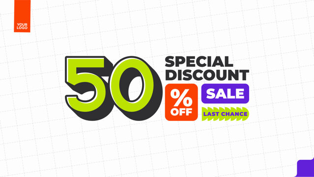 50 Percent Discount Sale Promotion Typography Design Template