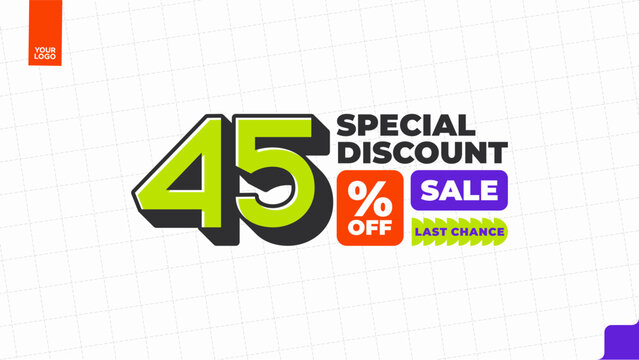 45 Percent Discount Sale Promotion Typography Design Template