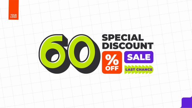 60 Percent Discount Sale Promotion Typography Design Template