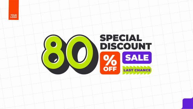 80 Percent Discount Sale Promotion Typography Design Template