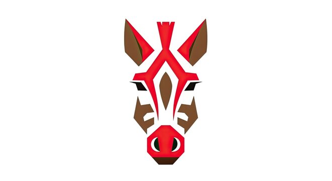 Minimalist geometric zebra head logo in red and white.