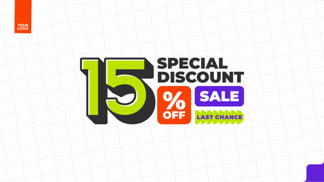 15 Percent Discount Sale Promotion Typography Design Template