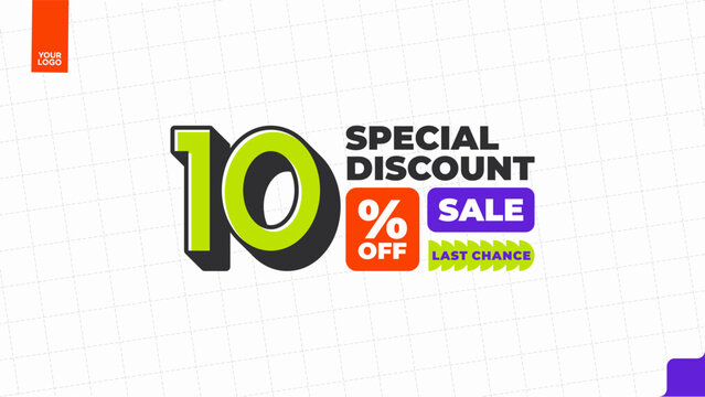 10 Percent Discount Sale Promotion Typography Design Template