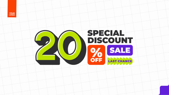 20 Percent Discount Sale Promotion Typography Design Template