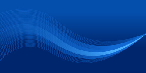 Naklejka premium Abstract blue background with elegant dynamic wavy lines and smooth layered wave shapes, modern vector design concept for corporate business presentation, certificate backdrop and tech banner.