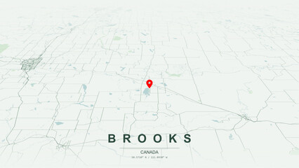 Modern minimalist vector map of Brooks, Alberta. High-quality scalable illustration of Brooks geographic boundaries for posters design. © AliRza