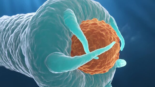 Microscopic animation of white blood cells in human body