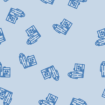 person hazmat suit near spill radioactive pollution line seamless pattern person hazmat suit near spill radioactive pollution thin line illustration