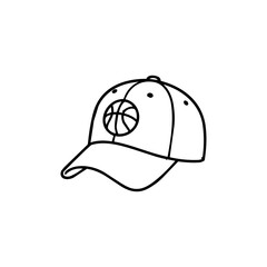 Fototapeta premium Basketball Baseball Cap Outline Sports Apparel Icon