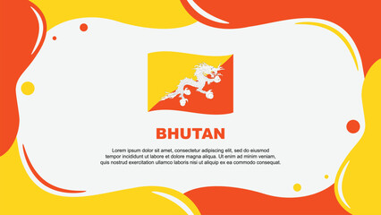 Naklejka premium Bhutan Flag Abstract Background Flat Design Template. Bhutan Independence Day Banner Wallpaper Vector Illustration. Bhutan Banner