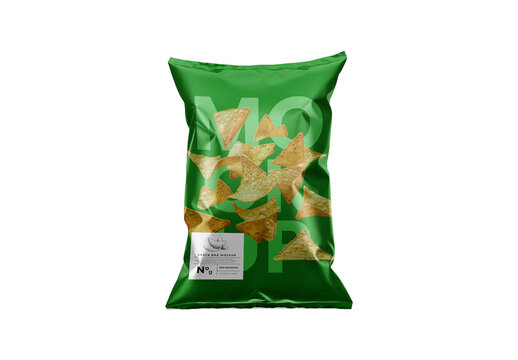 Metalic Snack Bag Mockup Realistic Template for Promotional and Retail Use