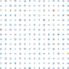 Fototapeta premium Large collection of diverse and minimalist digital graphic symbols and objects, offering a wide range of categories for various business and technology concepts