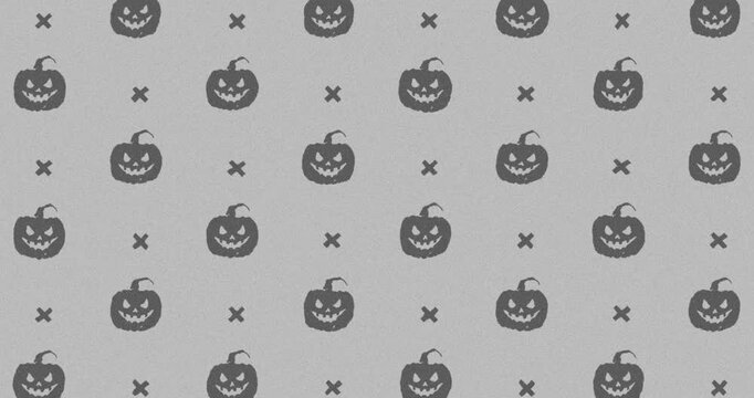 Halloween pumpkin Hand-Drawn Pattern gray background