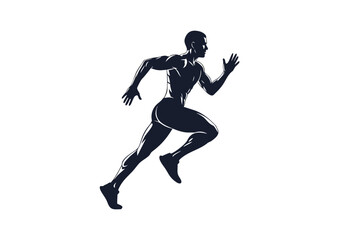 Obraz premium Dynamic athletic man running silhouette vector illustration for sports emblem design isolated on a clean white background eps format