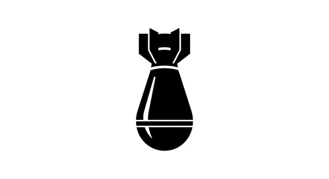 Minimalist black explosive bomb icon on white background