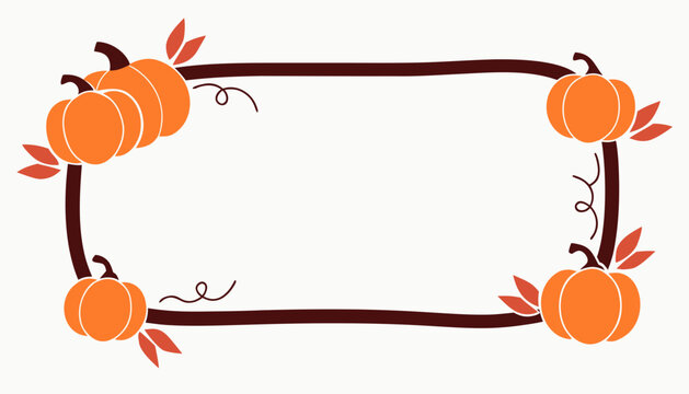 Autumn, pumpkin, frame, border, illustration, vector, orange, seasonal, decoration, fall