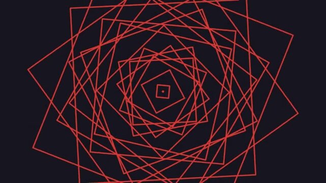 Abstract Red Geometric Spirals Converging Inward on Dark Background