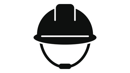 Fototapeta premium Construction Helmet Silhouette On White Background Safety Headwear Icon