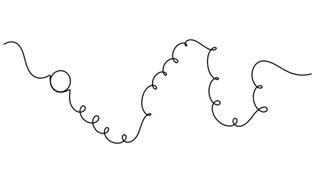 Freedom and endless squiggle continuous one line art single drawing on white background minimalist idea for motion graphics, UI animation, explainer video, branding and digital content animation video