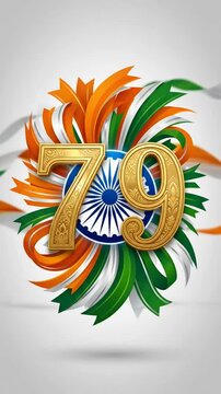 Celebrating India's 79th Independence Day with decorated number 79 in vibrant colors