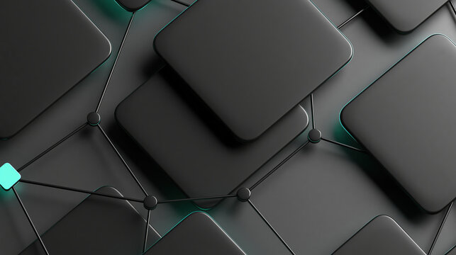Abstract network pattern dark gray polygon tile connection concept resilience supply chain layer cell cube grid