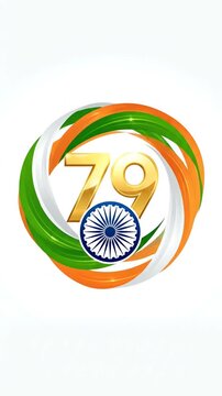Celebrating India's 79th Independence Day with patriotic emblem visuals and national colors