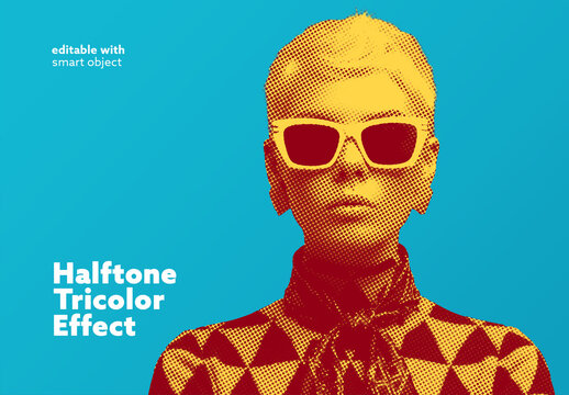 Halftone Tricolor Photo Effect