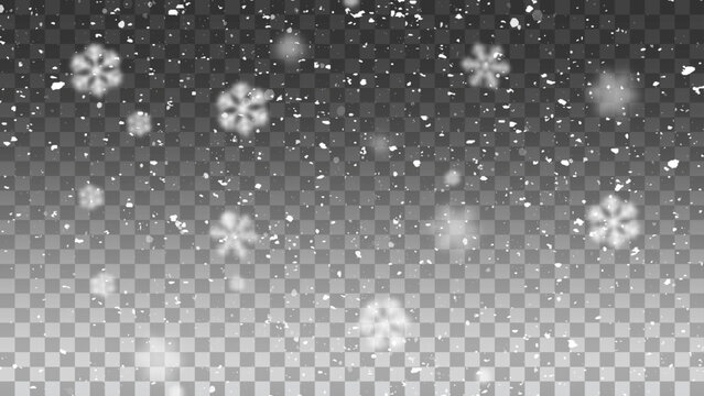 Vector heavy snowfall, snowflakes in different shapes and forms. Snow flakes, snow background. Falling Christmas. Stock royalty free vector illustration. 