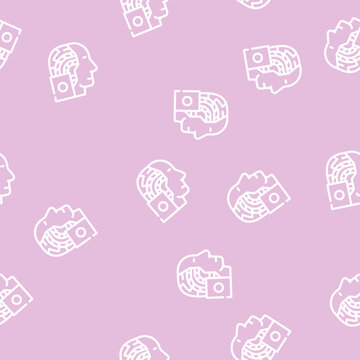artificial intelligence robot line seamless pattern artificial intelligence robot thin line illustration