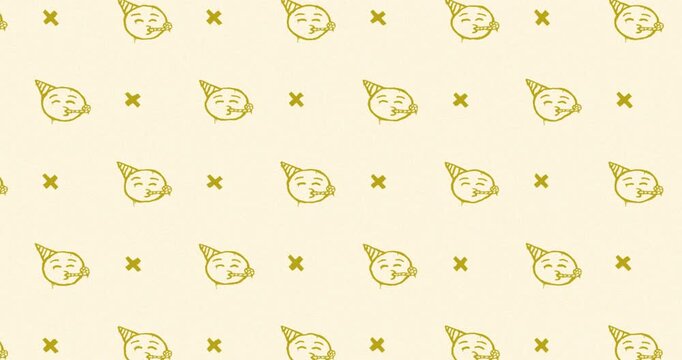 emoji face birthday party Hand-Drawn Pattern light yellow background
