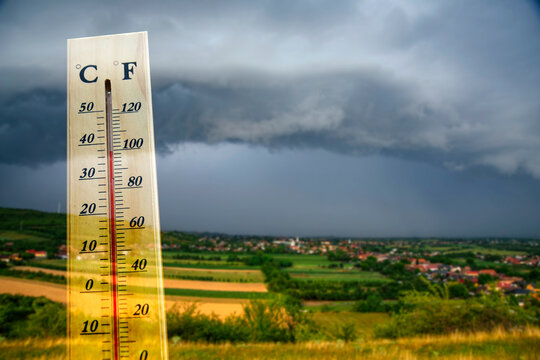 Heat wave and storm. Global warming and climate change concept.
