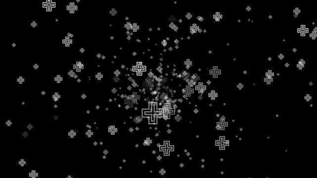 A multitude of outline double crosses looming toward the viewer alpha channel