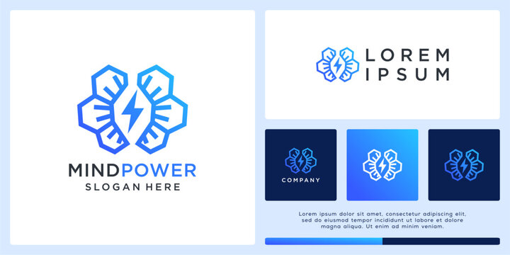 Abstract mind power logo design with flash