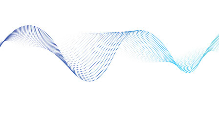 Fototapeta premium Abstract Blue Halftone Dot Wave on White Background