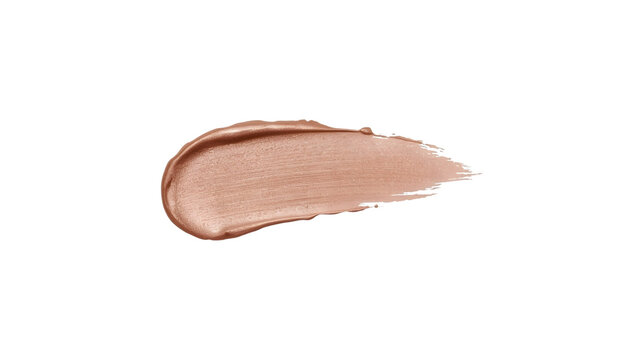 Thick swipe of nude beige cosmetic cream or liquid foundation isolated on white background