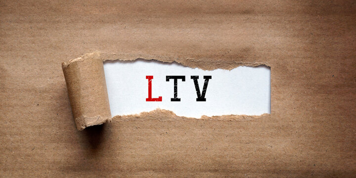 LTV, Lifetime Value - torn strip of brown kraft paper