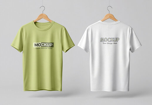 White and Green T-Shirt Mockup