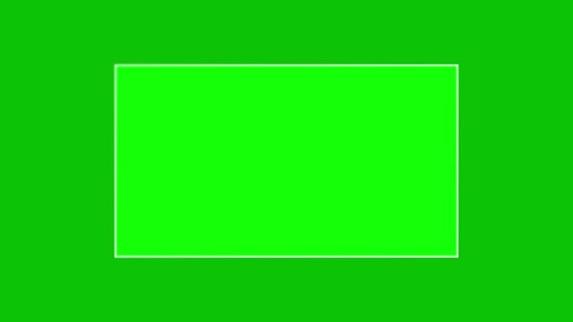 Rectangle border frame presented in a clean white outline on a solid green background, offering a structured space for text insertion or framing digital content in promotional materials.