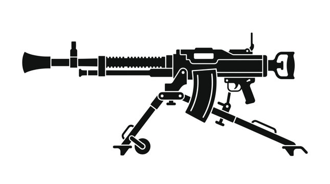 Silhouette of a Heavy Machine Gun with Tripod
