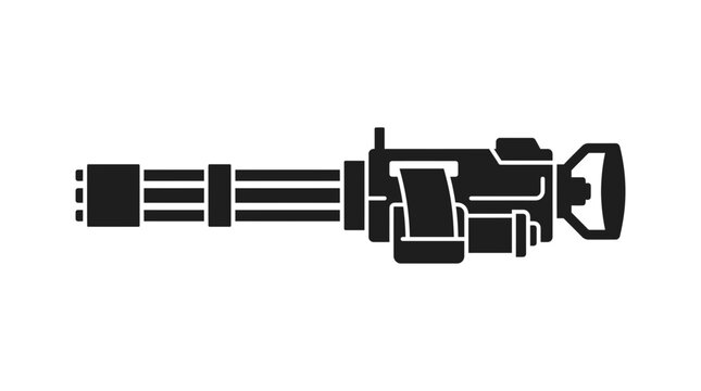 Silhouette of a Gatling Gun, Minigun Icon, Vector Illustration