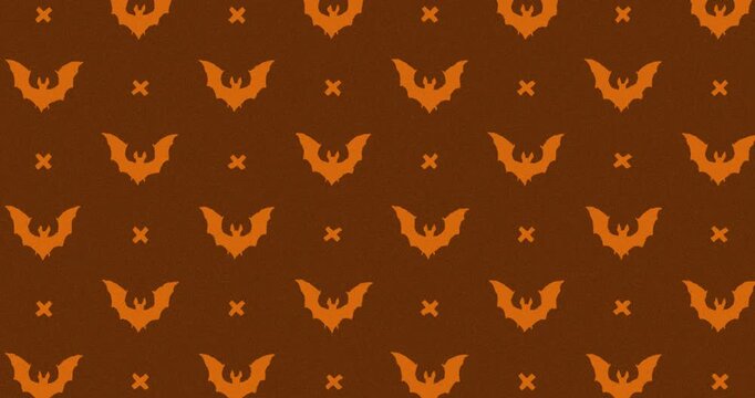 Bat Hand-Drawn Pattern dark orange background