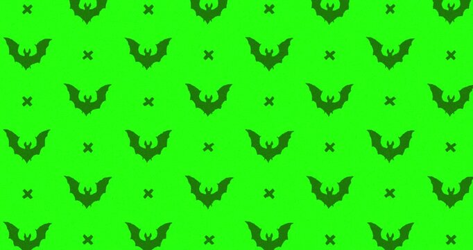 Bat Hand-Drawn Pattern green background