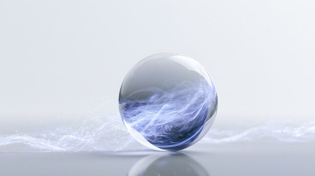 Digital technology backdrop Elegant crystal orb shape with flowing smoke energy